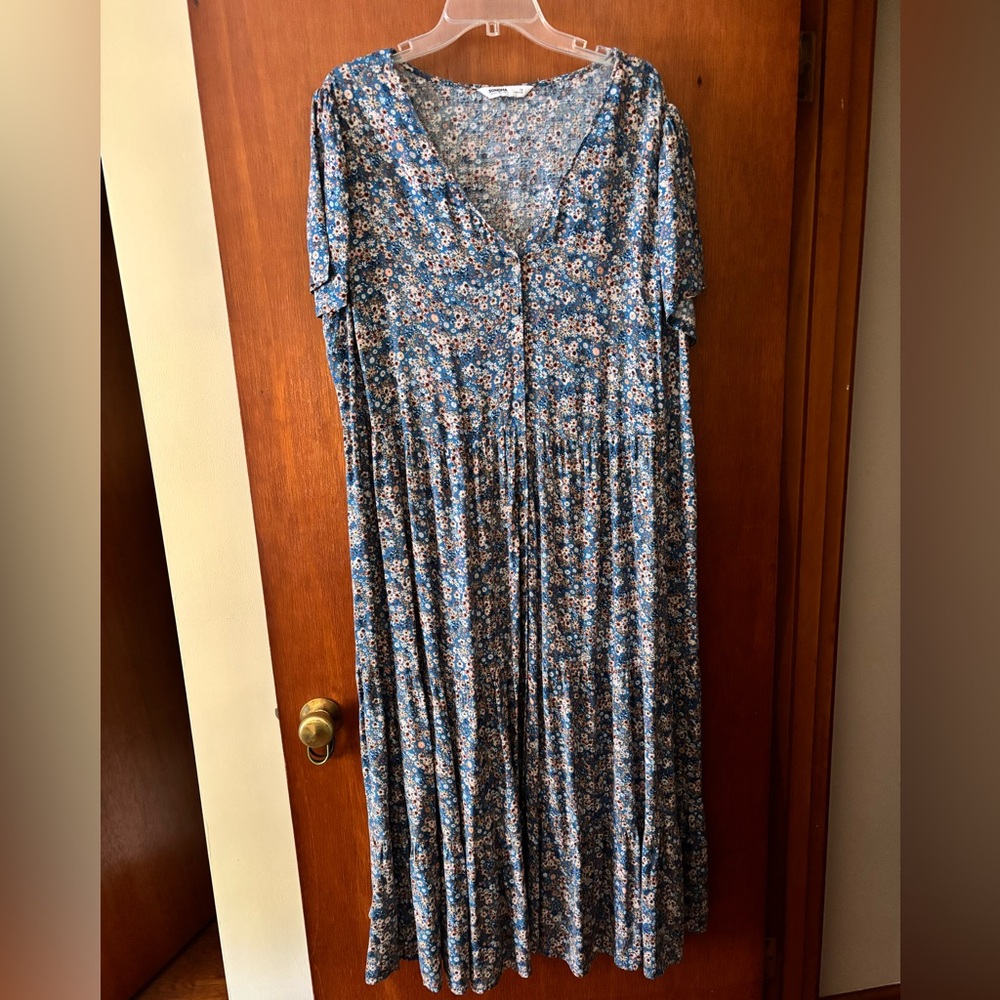 Sonoma Blue Floral Maxi Dress
